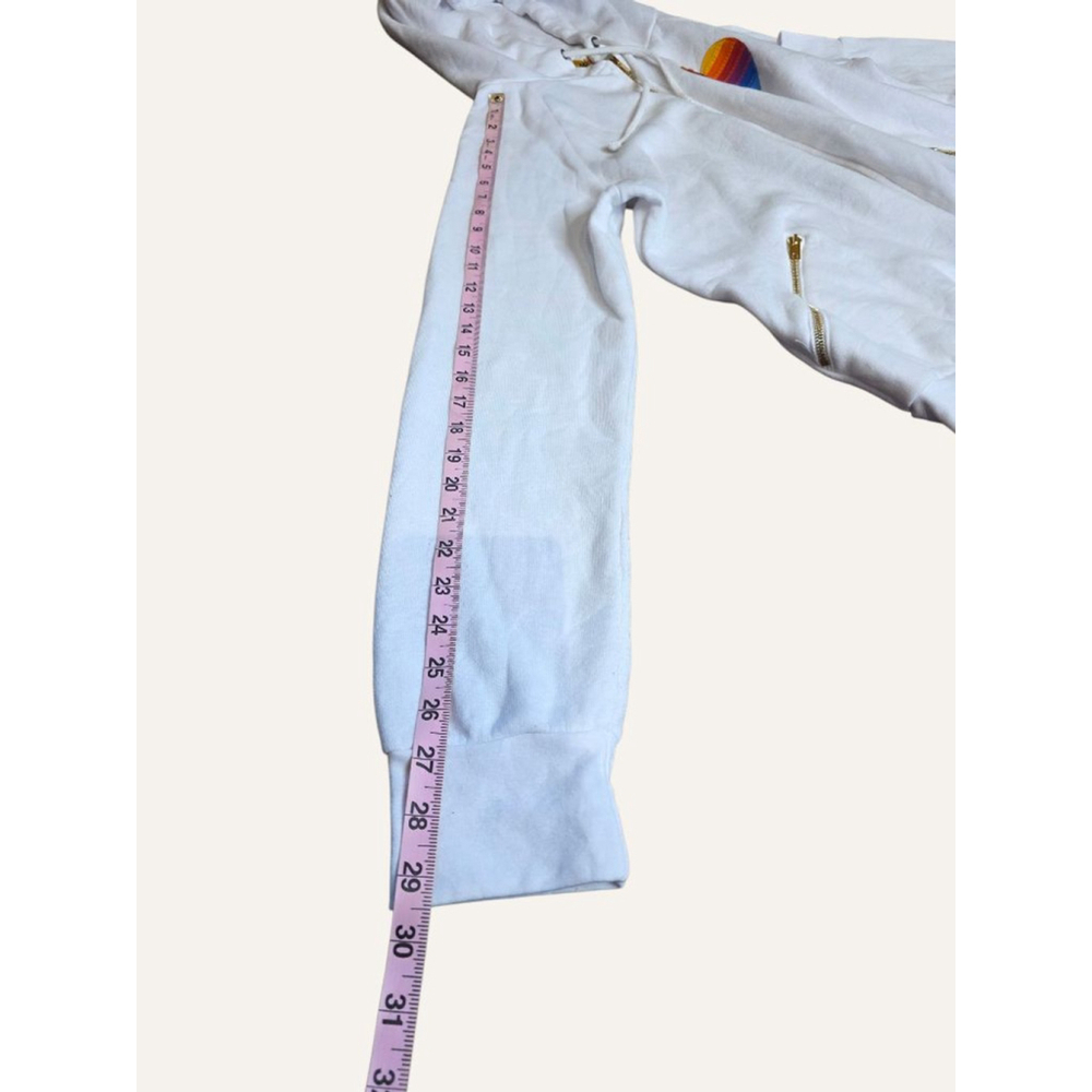 Women's Aviator Nation White Rainbow Heart Full Zip Hoodie unisex size Large - Picture 4 of 8